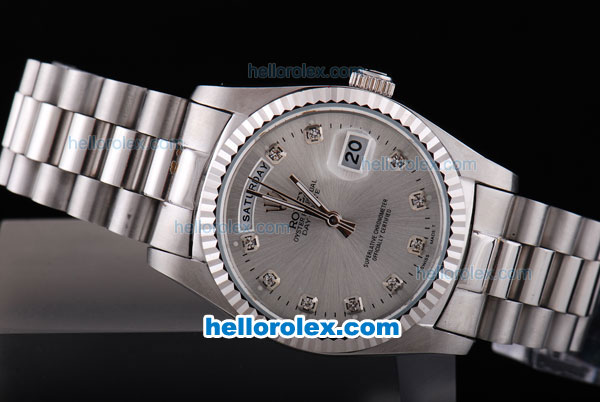 Rolex Day-Date Oyster Perpetual Automatic with Grey Dial,Diamond Marking - Click Image to Close